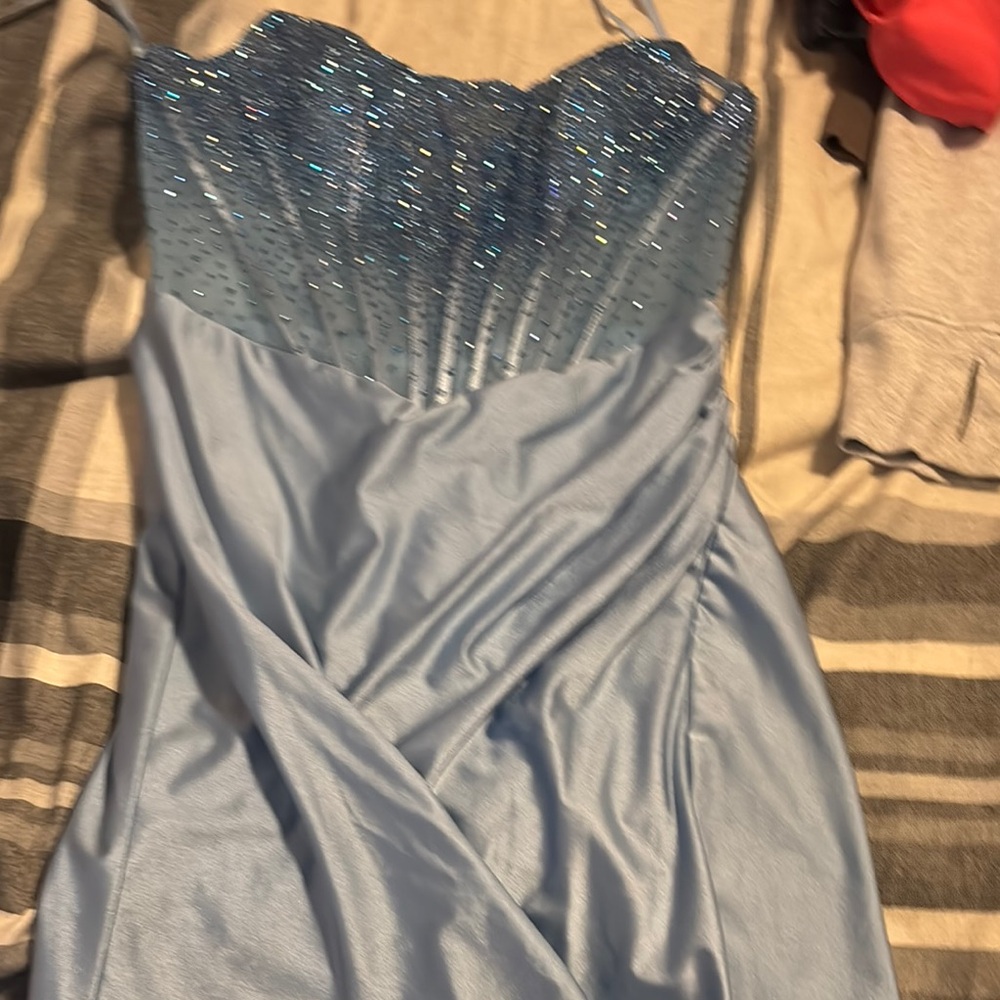 Sparkling Blue Strapless Dress